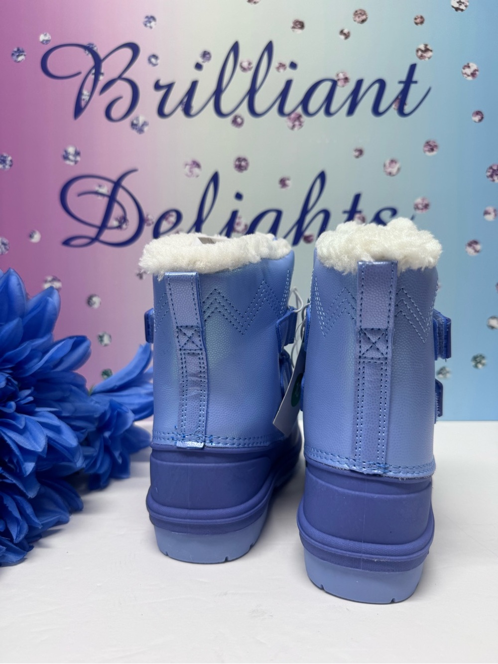 ❄️NIB BLUE IRIDESCENT SNOW BOOTS - Picture 7 of 14